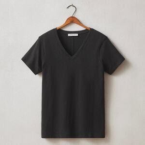 NWOT American Giant Premium Slub V-Neck Short Sleeve Tee Women's XL Black